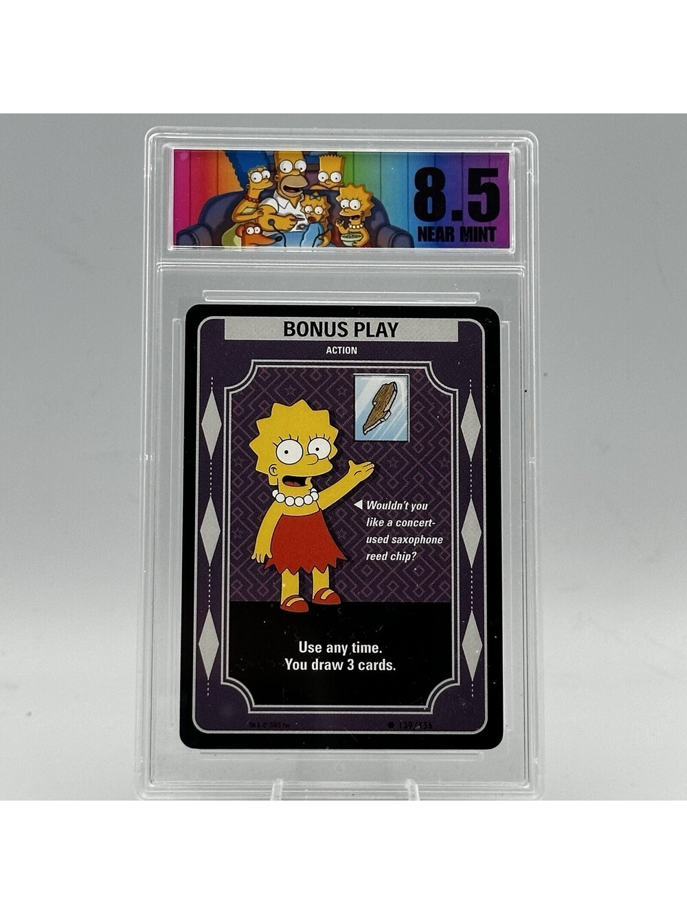 Lisa Simpson Bonus Play Simpsons TCG 2003 Graded 8.5 BDG “Draw 3” Cards Rare